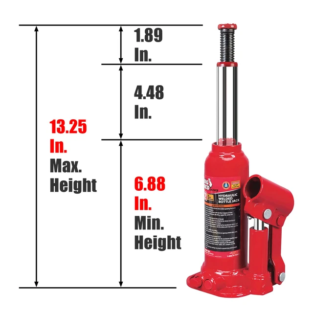 Alt view image 2 of 7 - T90203B Torin Hydraulic Welded Bottle Jack, 2 Ton (4,000 lb) Capacity, Red (Pack of 2)