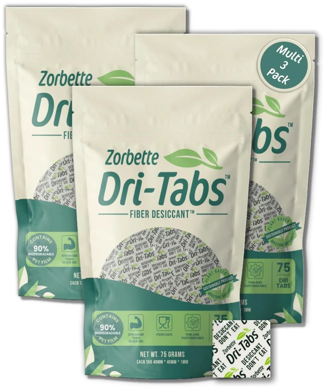 Main image of Dri-Tabs | Food-Safe Moisture Absorbers Keep Fruits, Veggies, Snacks, Bread & More Fresher, Longer! Eco-Friendly, Plant Based Desiccant that Replaces Silica Gel Packets - 3 of 75pk (Green)