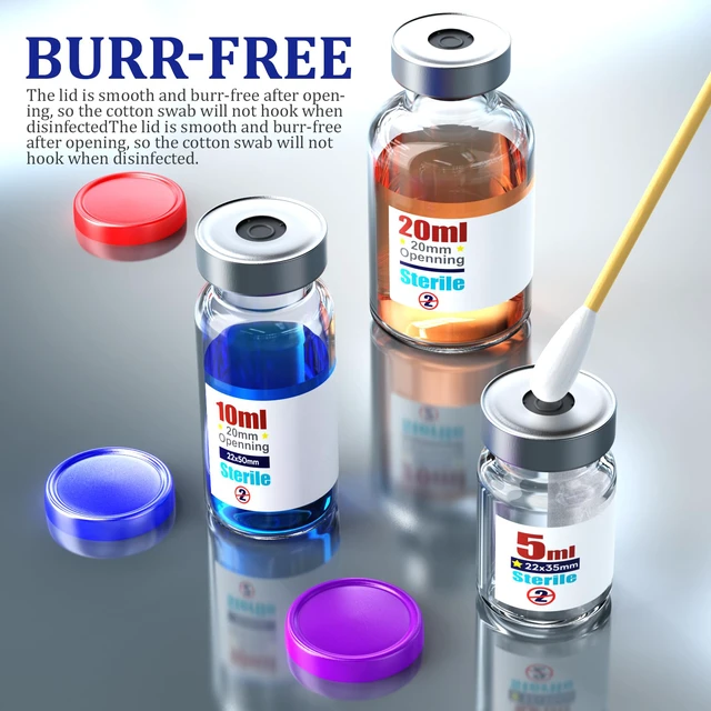 Alt view image 4 of 6 - Sterile Empty Vials with Self Healing Injection Port,with Flip Off Aluminum Cap,Sterile Package (20ml,10)