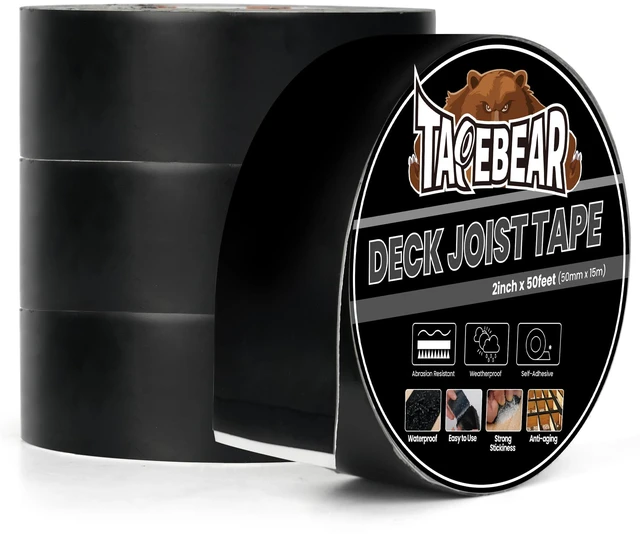 Main image of Joist Tape 2"×50' Deck Joist Tape Waterproof Butyl Sealant 4Rolls Joist Flashing Tape for Decking, Anti-Corrosion Weather Resistant Tape for Wood Decks Beams Rim, Roof