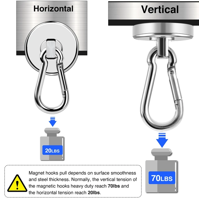 Alt view image 3 of 7 - Magnetic Hooks 70 LBS Strong Magnets Cruise 12Pack Magnet with Hook Heavy Duty Kitchen Essentials Neodymium Extra Carabiner Super Locker Ship For Hanging Cabin Swivel Imanes Fuertes Silver