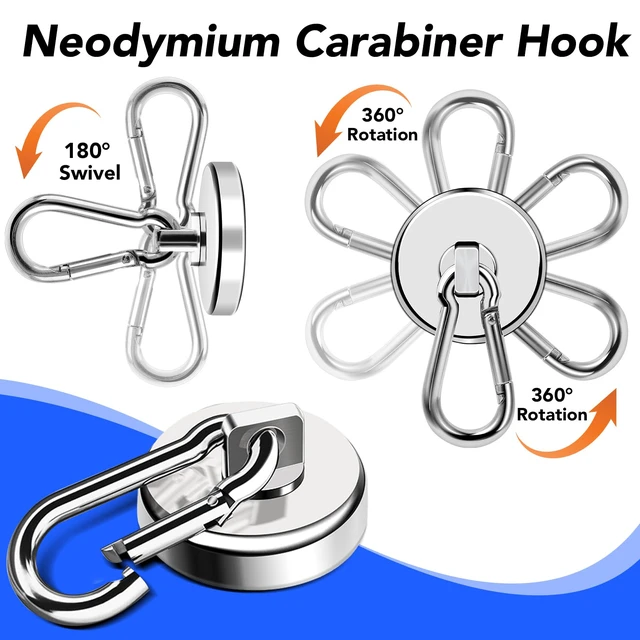 Alt view image 5 of 7 - Magnetic Hooks 70 LBS Strong Magnets Cruise 12Pack Magnet with Hook Heavy Duty Kitchen Essentials Neodymium Extra Carabiner Super Locker Ship For Hanging Cabin Swivel Imanes Fuertes Silver