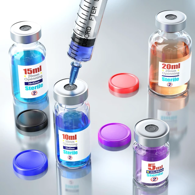 Alt view image 5 of 6 - Sterile Empty Vials with Self Healing Injection Port,with Flip Off Aluminum Cap,Sterile Package (20ml,10)