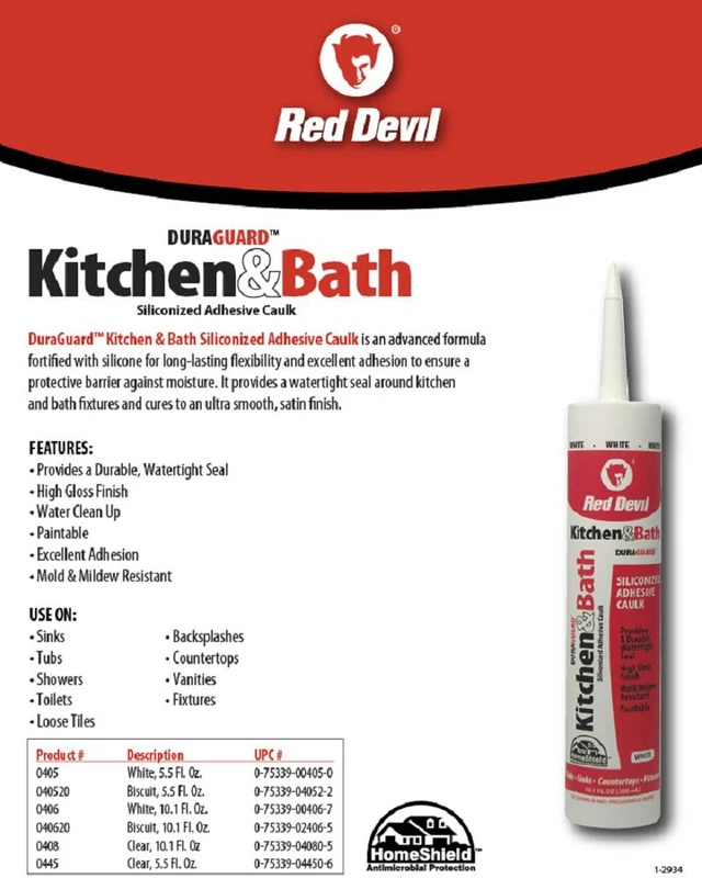 Alt view image 3 of 7 - 040520 Duraguard Kitchen & Bath Siliconized Acrylic Caulk, 5.5 oz. Squeeze Tube, Biscuit, 12 Pack, Made in USA
