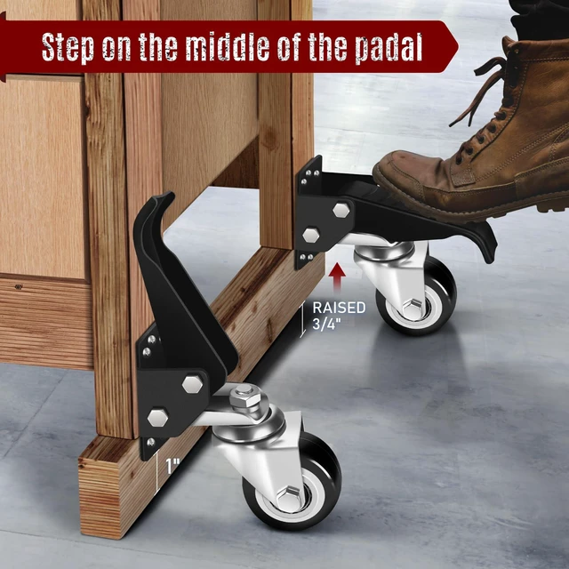 Alt view image 5 of 7 - Retractable Workbench Casters Kit, 800 lbs Capacity 4 Pack Heavy Duty Workbenches Wheeels Adjustable Workbench Casters for Workbenches, Tables, and Cabinets, Easy to Install