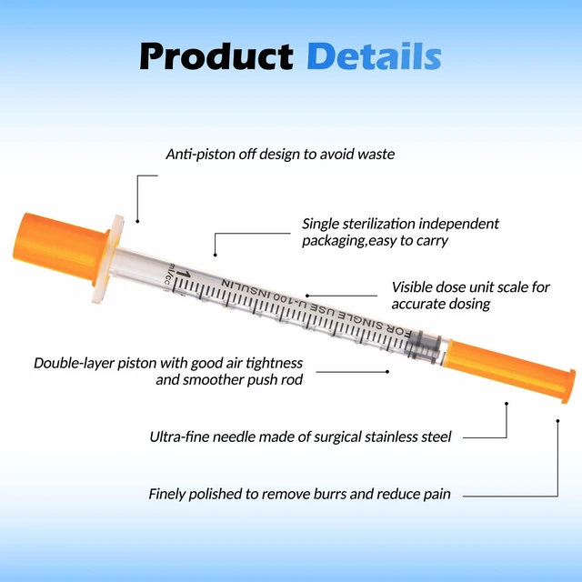 Alt view image 2 of 7 - 1ml 30 Gauge 5/16 Inch Lab Syringa, U-100 30G 1cc 5/16" (8mm), Pack of 100