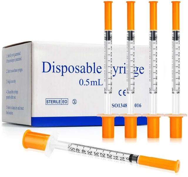 Main image of 0.5ml 30G 5/16 Inch 8mm Disposable U-100 Disposable Lab Supplies, 100 Pack