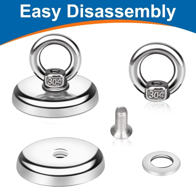 Alt view image 4 of 7 - 40 Pack Magnetic Hooks with Countersunk Hole Eyebolt, 110 lbs Heavy Duty Rare Earth Neodymium Magnets, Perfect for Home, Kitchen, Workplace, Office and Garage