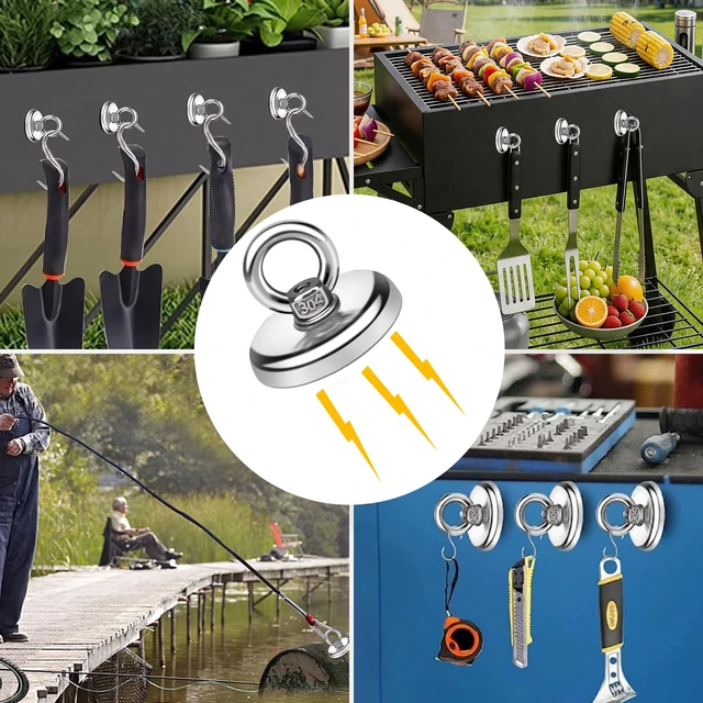 Alt view image 7 of 7 - 40 Pack Magnetic Hooks with Countersunk Hole Eyebolt, 110 lbs Heavy Duty Rare Earth Neodymium Magnets, Perfect for Home, Kitchen, Workplace, Office and Garage
