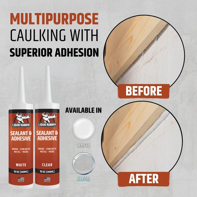 Alt view image 2 of 6 - Waterproof Sealant & Adhesive Caulk, Clear, 10.2 oz, 4 Pack Paintable in 24 Hrs and Cures on Damp Surfaces for Windows, Concrete, Doors, Foundations, Wood, Concrete, Brick & Metal
