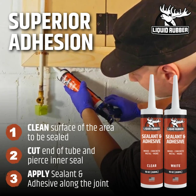 Alt view image 4 of 6 - Waterproof Sealant & Adhesive Caulk, Clear, 10.2 oz, 4 Pack Paintable in 24 Hrs and Cures on Damp Surfaces for Windows, Concrete, Doors, Foundations, Wood, Concrete, Brick & Metal