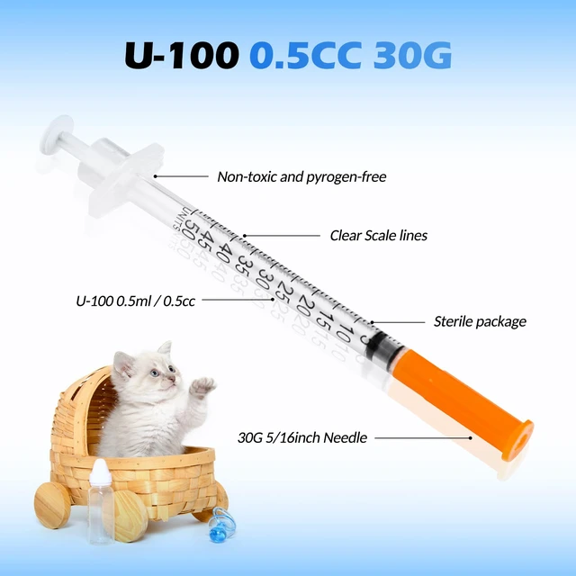 Alt view image 3 of 7 - 0.5ml 30G 5/16 Inch 8mm Disposable U-100 Disposable Lab Supplies, 100 Pack