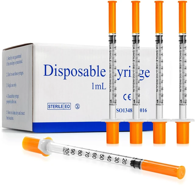 Main image of Syringes 1ml 30 Gauge 1/2" 13mm U-100 30G 1/2 Inch Lab Syringe, Box of 100