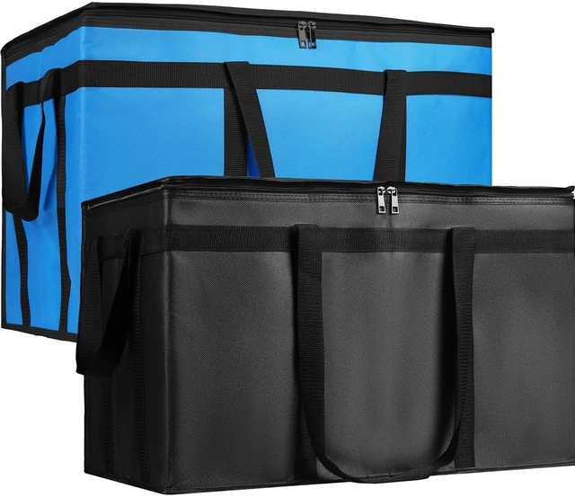 Main image of 2PK Cooler Insulated Food Delivery Bag for Delivery Drivers, XXX-Large Thermal Bags for Catering/Hot Pizza, Travel/Camping/Picnic BasketGrocery Reusable Warmer Frozen Essentials(Black +Blue)