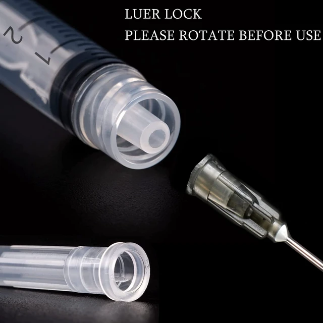 Alt view image 3 of 6 - 100 Pack 5ml/cc Plastic Luer Lock Syringa with 22Ga and Cap, Individually Sealed Wrapped, for Scientific Labs, Measuring Liquid, Refilling Cartridges or Glue Applicator