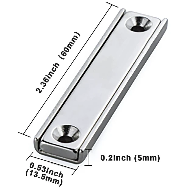 Alt view image 2 of 6 - Neodymium Strong Bar Magnets with Screws Holes 28Pack, 80lbs Rare Earth Magnet Heavy Duty Magnetic Pulling Force Cabinet Door Catch for Hanging Latch Mounting Tool Room HomeSilver