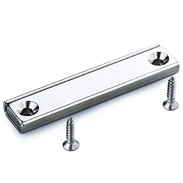 Alt view image 3 of 6 - Neodymium Strong Bar Magnets with Screws Holes 28Pack, 80lbs Rare Earth Magnet Heavy Duty Magnetic Pulling Force Cabinet Door Catch for Hanging Latch Mounting Tool Room HomeSilver