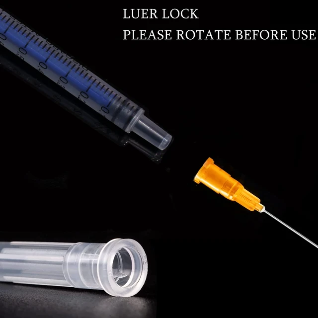 Alt view image 3 of 7 - 100 Pack 1ml/cc Plastic Luer Slip Syringa with 25Ga and Cap, Individually Sealed Wrapped, for Scientific Labs, Measuring Liquid, Refilling Cartridges or Glue Applicator