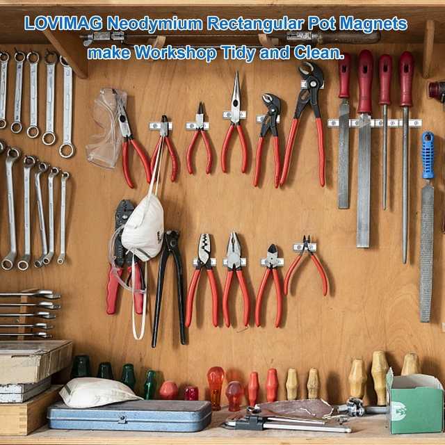 Alt view image 5 of 6 - Neodymium Strong Bar Magnets with Screws Holes 28Pack, 80lbs Rare Earth Magnet Heavy Duty Magnetic Pulling Force Cabinet Door Catch for Hanging Latch Mounting Tool Room HomeSilver