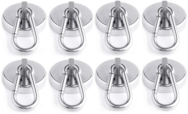 Main image of Magnetic Hooks 170lbs Magnet Hooks Carabiner for Hanging Refrigerator Strong Large Heavy Duty Neodymium Magnet (170LBS-8PACK)