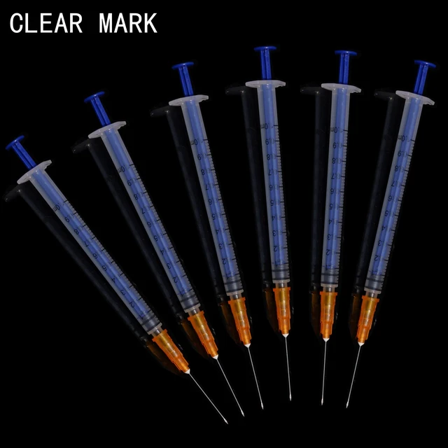 Alt view image 6 of 7 - 100 Pack 1ml/cc Plastic Luer Slip Syringa with 25Ga and Cap, Individually Sealed Wrapped, for Scientific Labs, Measuring Liquid, Refilling Cartridges or Glue Applicator