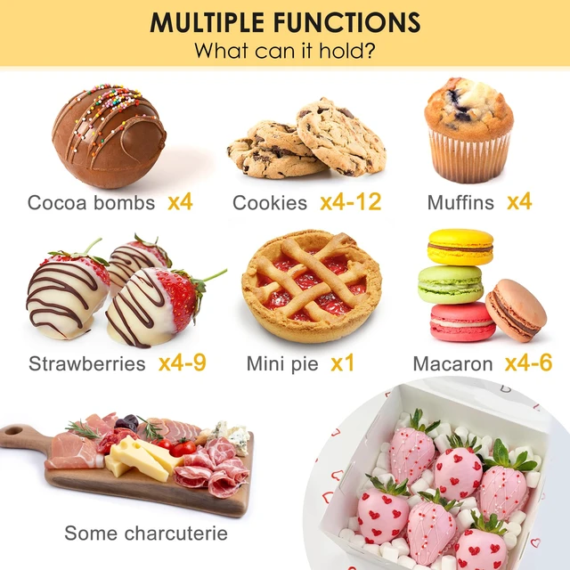 Alt view image 3 of 7 - 30pcs Cookie Boxes with Window, 6x6x3 Inches White Bakery Boxes Food-grade Treat Boxes, Dessert Boxes for Chocolate Covered Strawberries, Pastries