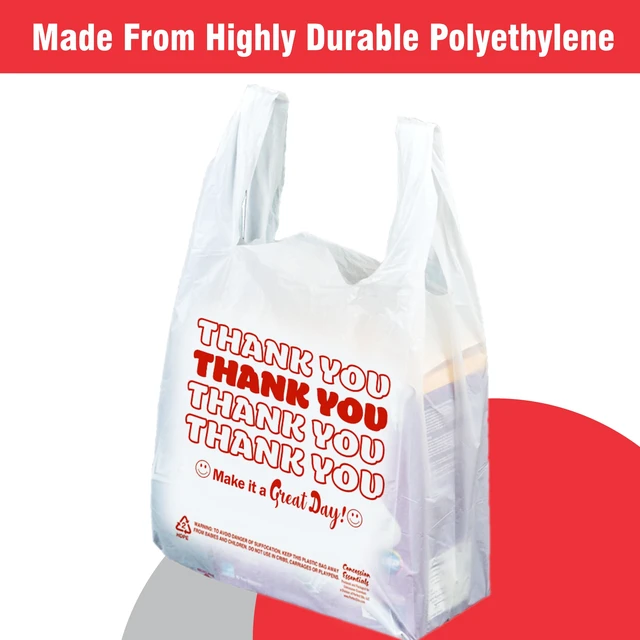 Alt view image 3 of 7 - Disposable & Reusable Thank You T-Shirt Bags- Pack of 200