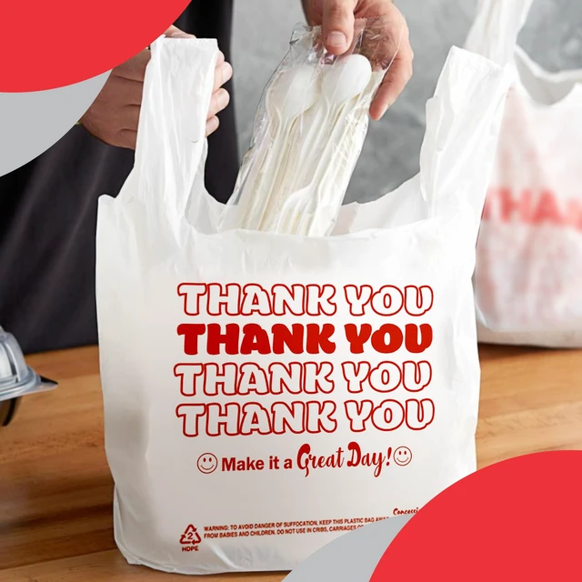 Alt view image 5 of 7 - Disposable & Reusable Thank You T-Shirt Bags- Pack of 200