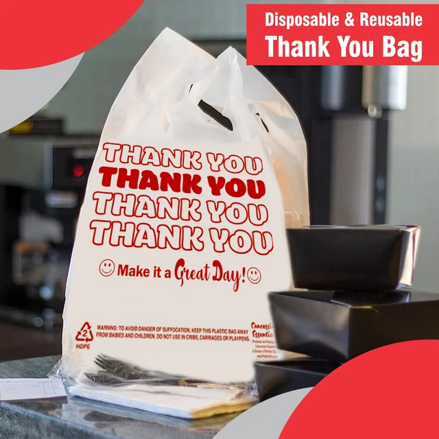 Alt view image 6 of 7 - Disposable & Reusable Thank You T-Shirt Bags- Pack of 200