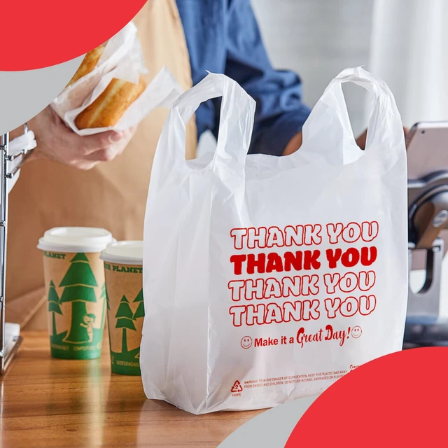 Alt view image 7 of 7 - Disposable & Reusable Thank You T-Shirt Bags- Pack of 200