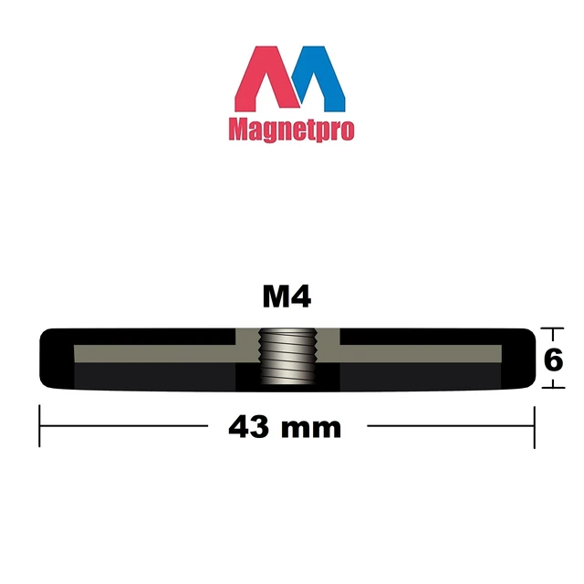 Alt view image 2 of 7 - 4 Pieces Strong Rubber Coated Mounting Magnets 30 LB Anti-Scratch over 30 LB Force with M4 Thread Hole and Bolts