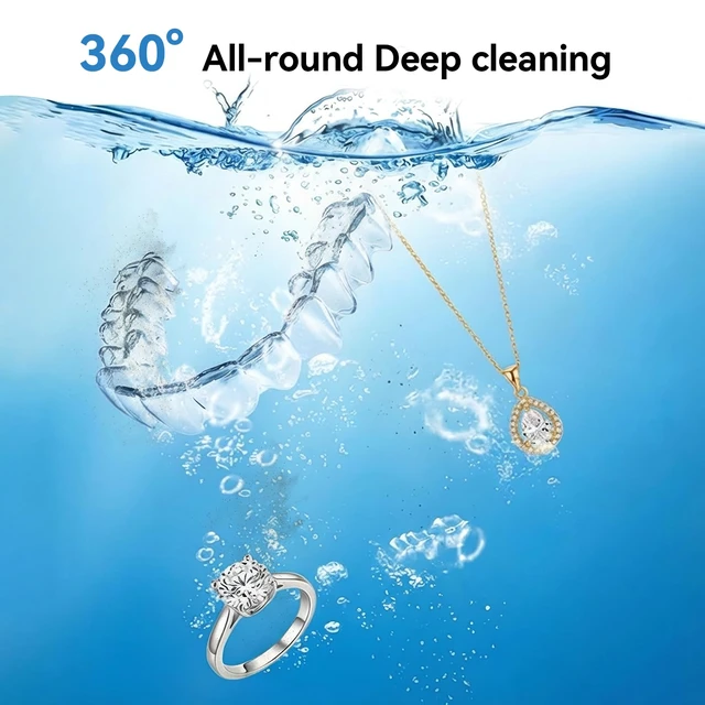Alt view image 3 of 7 - Ultrasonic Retainer Cleaner Machine, Denture Cleaner for Mouthguard 46kHz Ultrasonic Cleaner, Dental Night Guards Pod, Braces, Aligners, Toothbrush, Jewelry Rings, Compact 220ml 304 Tank