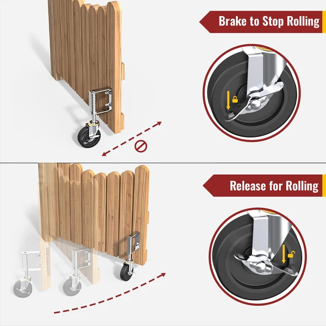 Alt view image 5 of 7 - 4 Inch Heavy Duty Spring Loaded Gate Casters with Brake, 2 Pack 220lbs max capacity. Adjustable spring design absorbs shock on uneven ground. Smooth rolling for heavy wood & metal gates