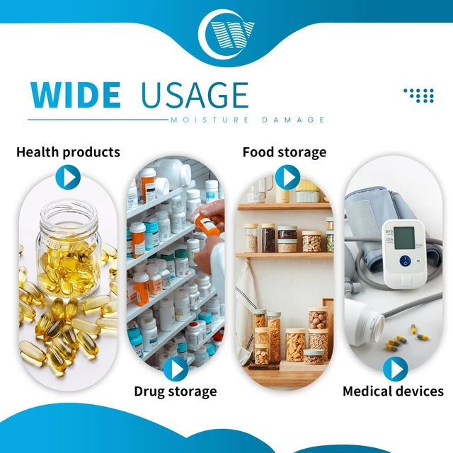 Alt view image 7 of 7 - 0.5 Gram 1500 Pack Silica Gel Packs, Dessicant Packets, Moisture Absorbers for Food Storage, Food Grade Desiccant Dehumidifiers, WiseMini