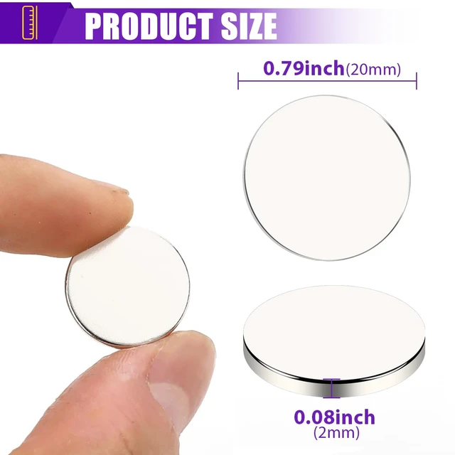 Alt view image 3 of 7 - 30 Pcs Small Neodymium Disc Magnets with Adhesive Silver Round Powerful Permanent Rare Earth Magnets, Heavy Duty Magnet for Fridge, DIY, Scientific, Craft, Office, 0.79 x 0.08 inch