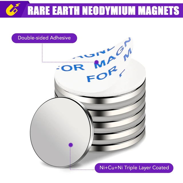Alt view image 7 of 7 - 30 Pcs Small Neodymium Disc Magnets with Adhesive Silver Round Powerful Permanent Rare Earth Magnets, Heavy Duty Magnet for Fridge, DIY, Scientific, Craft, Office, 0.79 x 0.08 inch