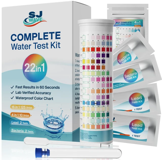 Main image of 22 in 1 Water Test Kits - 125 Strips Drinking Water Test Kit, Home Tap and Well Water Tester for Bacteria pH Hardness Lead Iron Copper Chlorine Cyanuric Acid
