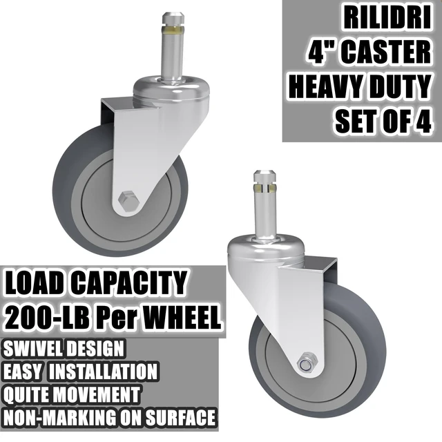 Alt view image 3 of 7 - 4-Inch Swivel Stem Caster, 7/16-Inch Stem Diameter Rubber Wheel, Heavy Duty TPR Replacement Wheels for Rubbermaid Mop Bucket Cart Grill Casters - 4 Pack