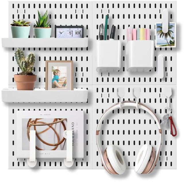Main image of Wall Organizer Peg Board - Elevate And Declutter Your Gaming And Office - Create A Perfectly Structured Space(White)