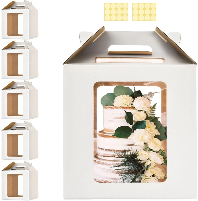 Main image of 14x14x14 Inch Tall Cake Boxes,14in Large Tiered Cake Boxes,5Pack 12in 14in Layer Tall Baking Carrier,Wedding Cake Carrier,Disposable Cake Containers for Wedding, Birthday, Party