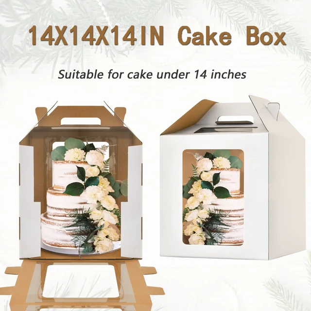 Alt view image 3 of 6 - 14x14x14 Inch Tall Cake Boxes,14in Large Tiered Cake Boxes,5Pack 12in 14in Layer Tall Baking Carrier,Wedding Cake Carrier,Disposable Cake Containers for Wedding, Birthday, Party