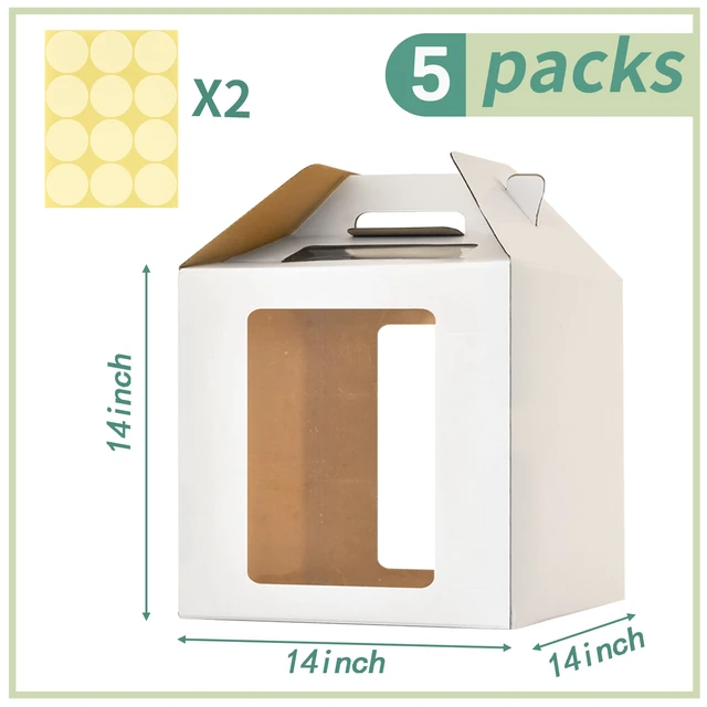 Alt view image 2 of 6 - 14x14x14 Inch Tall Cake Boxes,14in Large Tiered Cake Boxes,5Pack 12in 14in Layer Tall Baking Carrier,Wedding Cake Carrier,Disposable Cake Containers for Wedding, Birthday, Party