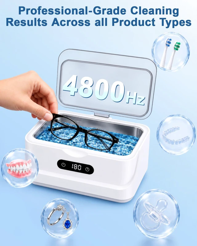 Alt view image 3 of 7 - Ultrasonic Jewelry Cleaner 48KHz Ultra Sonic Cleaning Machine For Ring/Eyeglass/Silver Jewelry/Watch Band/Dentures Retainers 4 Cleaning Modes & Display 400ml 304 Tank Gift for Women