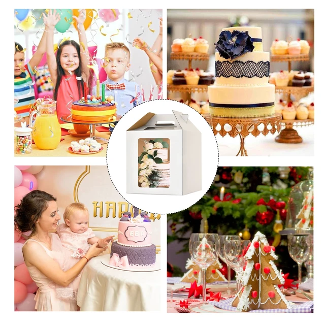Alt view image 5 of 6 - 14x14x14 Inch Tall Cake Boxes,14in Large Tiered Cake Boxes,5Pack 12in 14in Layer Tall Baking Carrier,Wedding Cake Carrier,Disposable Cake Containers for Wedding, Birthday, Party