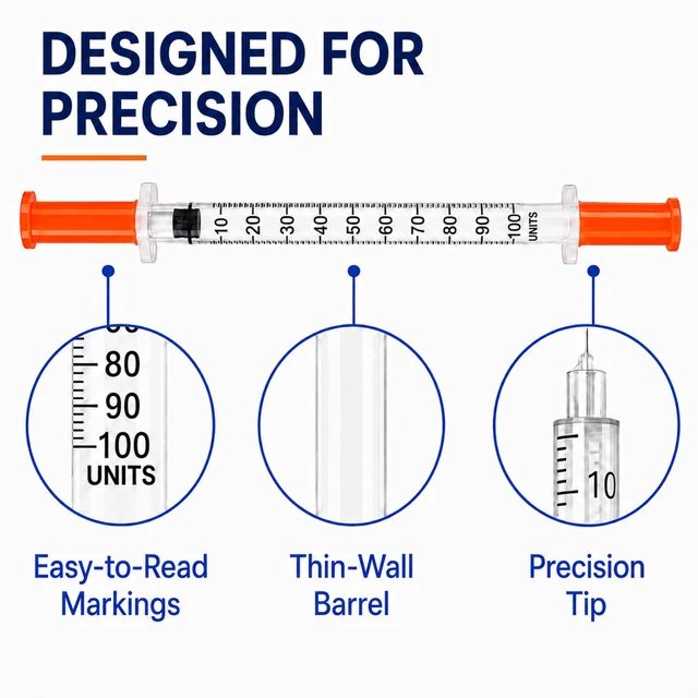 Alt view image 4 of 7 - U-100 1 ml/cc 30g 5/16 inch Seringe, Individual,100 Pack