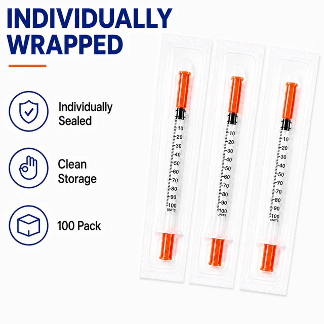 Alt view image 5 of 7 - U-100 1 ml/cc 30g 5/16 inch Seringe, Individual,100 Pack