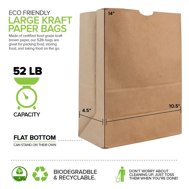 Alt view image 3 of 7 - 52 lb Kraft Brown Paper Bags (70 Count) Bulk Large Grocery Bags for Shopping