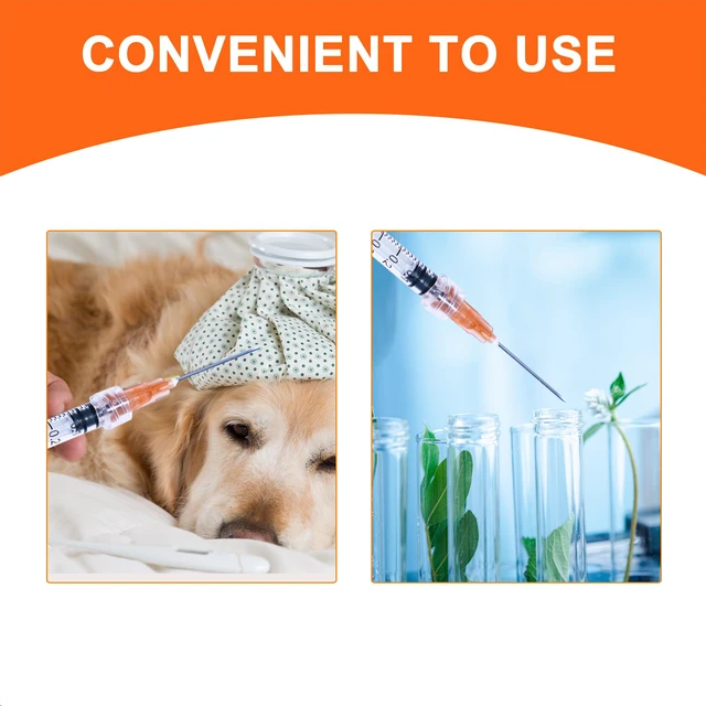 Alt view image 5 of 6 - 1ml,100 Pack, 25G 1 inch Syringes with Needle, Needle Luer Lock Syringe, Individually Sealed Package for Scientific Labs,Feeding Small Animals,Dispensing,Applicator,Watering