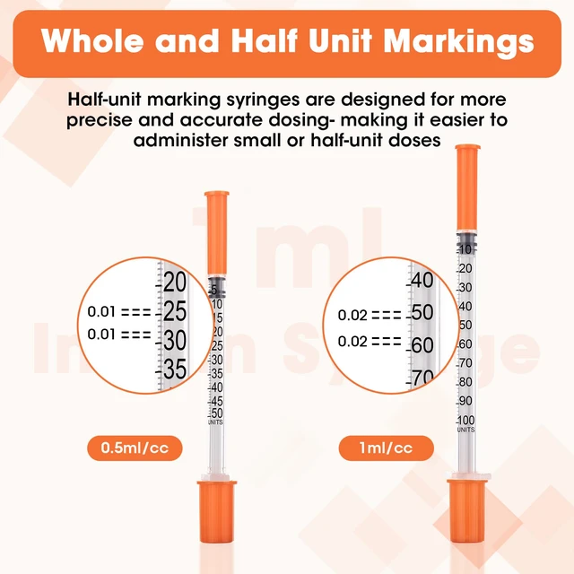 Alt view image 2 of 7 - 100 Pcs U-100 1cc Syringe 32g 5/16in (8mm) Disposable Lab Syringes Individually Packaged