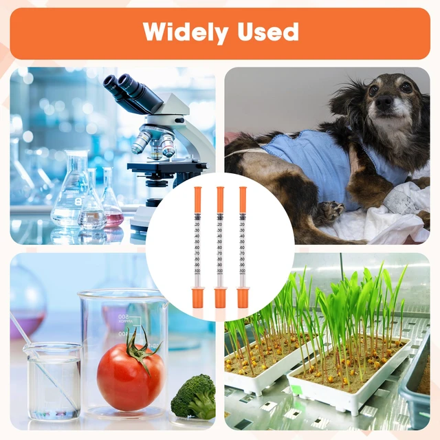 Alt view image 7 of 7 - 100 Pcs U-100 1cc Syringe 32g 5/16in (8mm) Disposable Lab Syringes Individually Packaged
